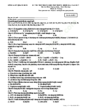 Đề thi thử THPT Quốc gia môn Hóa học năm 2017 - Mã đề 001 - Sở GD & ĐT Quảng Bình (Có đáp án)